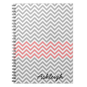 Grau, Weiß und Korallen Zickzack Notizblock