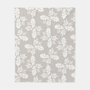Grau Weiße Blätter Vintage-Linien-Blattmuster  Fleecedecke