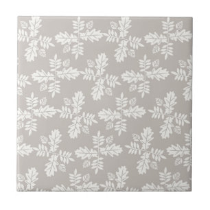 Grau Weiße Blätter Vintage-Linien-Blattmuster Fliese