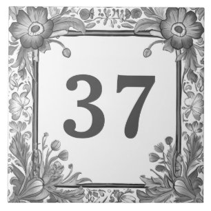 Grau-weiße Blumenschildertafel mit individuellem H Fliese
