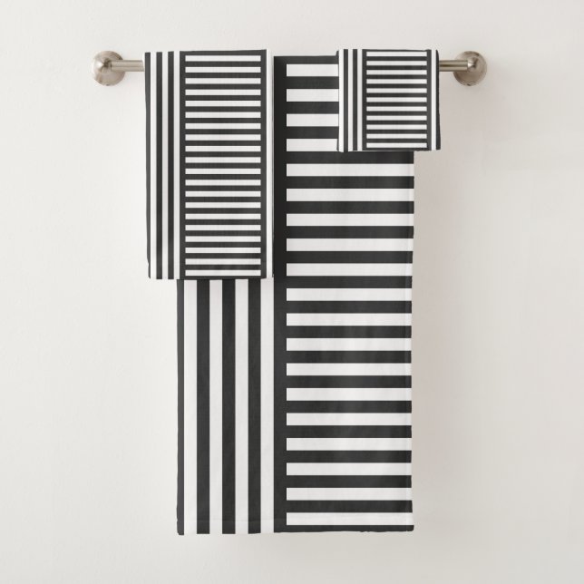 Grau-weiße Geometrie Badhandtuch Set (Insitu)