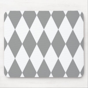 Grau Weiße Harlekin-Diamanten Musterdesign Mousepad