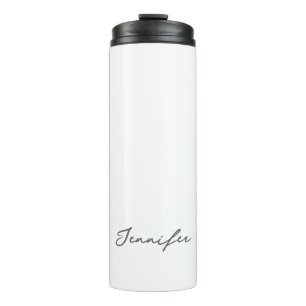 Grau Weiße Moderne Minimalistische Handschrift Nam Thermosbecher
