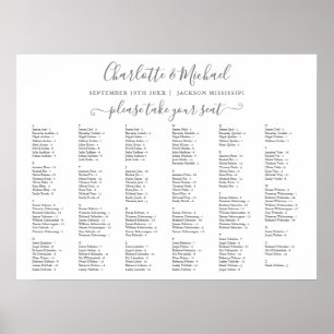 Grau-weiße Sitzordnung für 200 Namen Hochzeit Poster