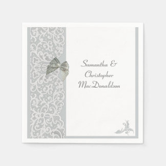 Grau-weiße Spitze traditionelle Hochzeit Serviette