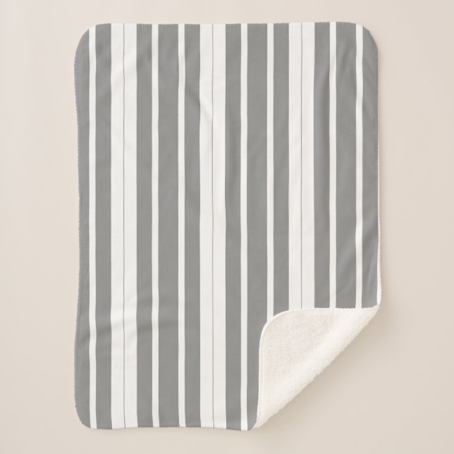 Grau-weiße Streifen Sherpadecke (Vorderseite)