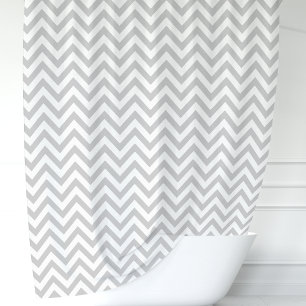 Grau-weißer Chevron Duschvorhang