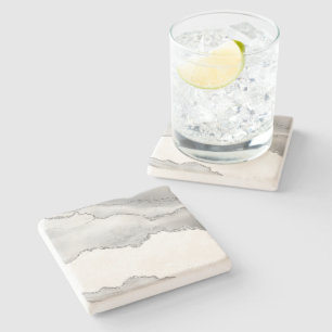 Grau-weißer Marmor Agate Simple Silver Sparkle Steinuntersetzer