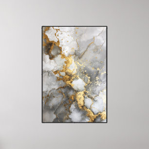 Grau-weißer Marmor mit goldenen Adern, abstrakte K Leinwanddruck