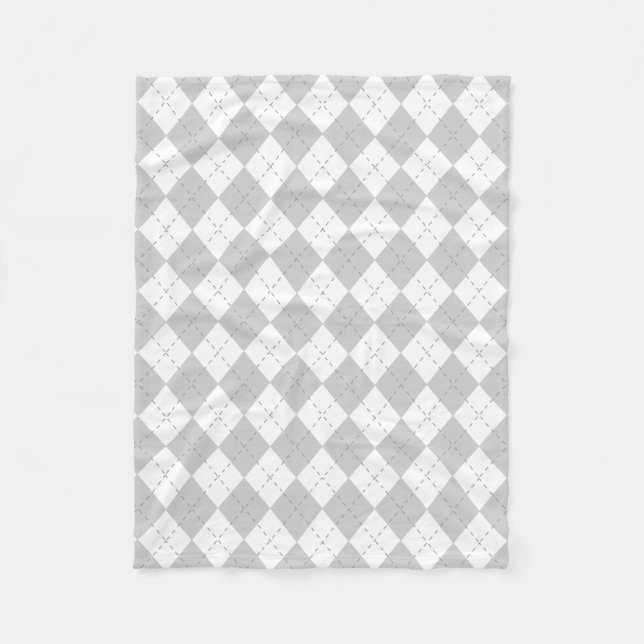 Grau-weißes Argyle-Muster Fleecedecke (Vorderseite)