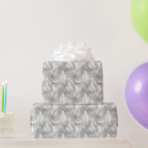 Grau-weißes Feder-Muster für Hochzeiten  Geschenkpapier