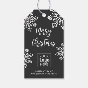 Grau-weißes Firmenlogo Frohe Weihnachten Schneeflo Geschenkanhänger