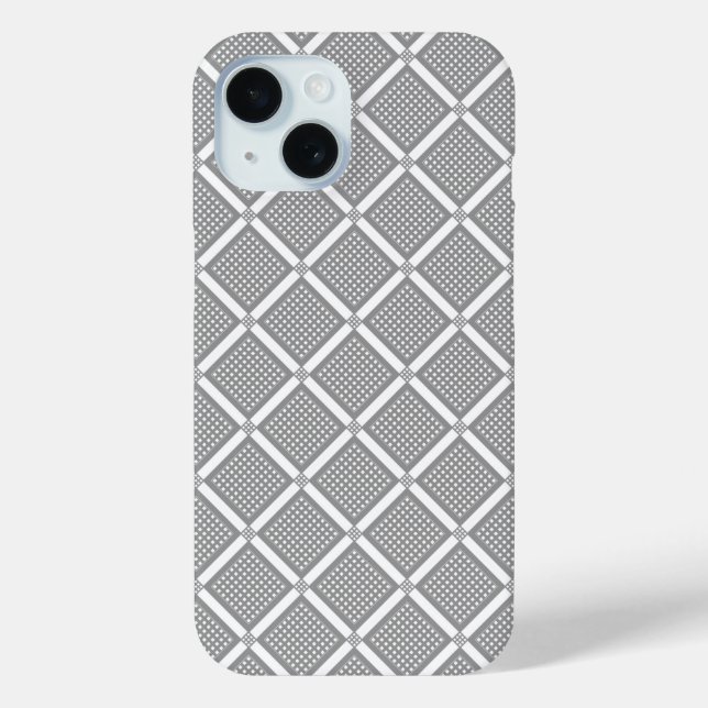 Grau-weißes geometrisches kariertes Muster Case-Mate iPhone Hülle (Rückseite)
