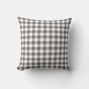 Grau-weißes Gingham-Muster Kissen