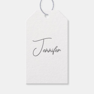 Grau-weißes modernes minimalistisches Handschrift- Geschenkanhänger