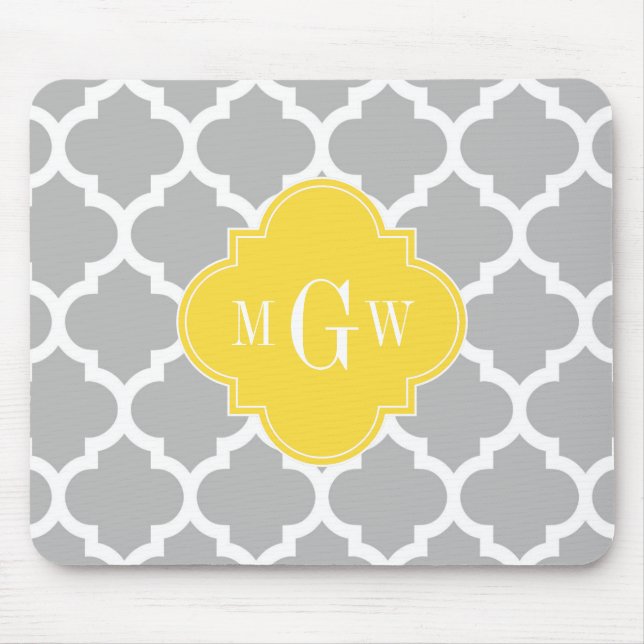 Grau Welch marokkanischer #5 Ananas 3 Anfangsmonog Mousepad (Vorne)