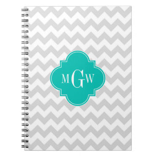 Grau Welches Zickzack Aquamarine Quatrefolie 3 Mon Notizblock