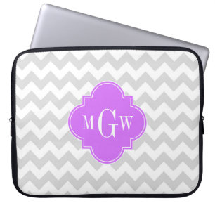 Grau Welches Zickzack Lilac Quatrefolie 3 Monogram Laptopschutzhülle