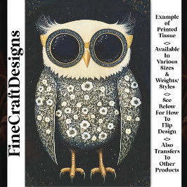 Grau Whimsy Quirky & Funny Owl BU8 Decoupage Seidenpapier