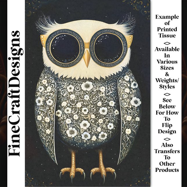 Grau Whimsy Quirky & Funny Owl BU8 Decoupage Seidenpapier (Von Creator hochgeladen)