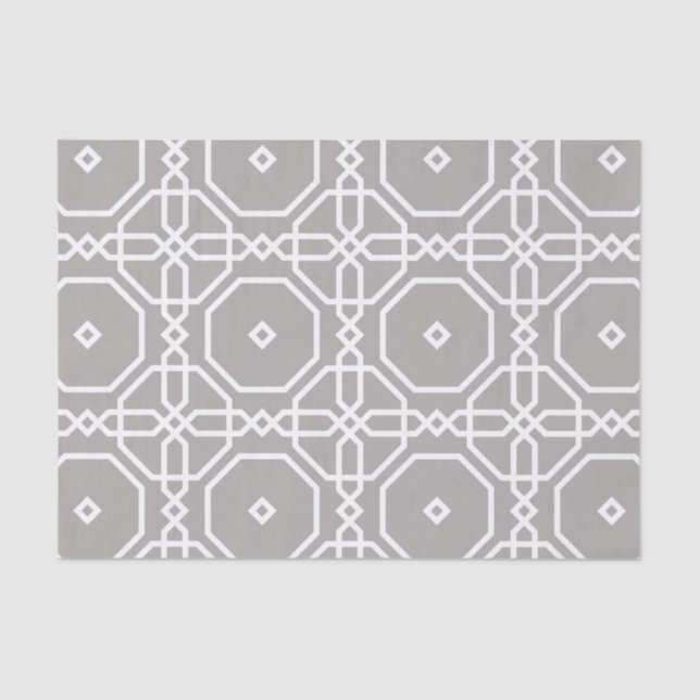 Grau-White-Geometric-Muster-Decoupage Seidenpapier (Vorderseite)