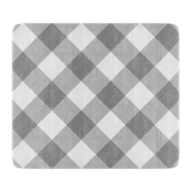 Grau White Gingham Modernes Land Schneidebrett (Vorderseite)