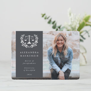 Grau + White JD Law Scales Laurel Wreath Foto Ankündigung