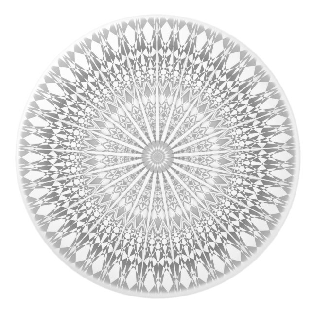 Grau White Mandala Modern Keramikknauf (Vorderseite)