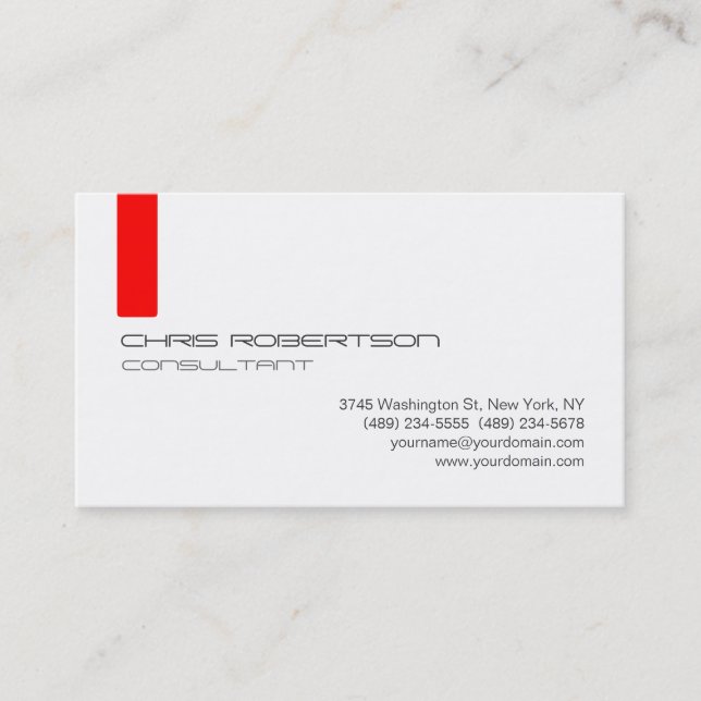 Grau-White Red Attractive Business Card Visitenkarte (Vorderseite)