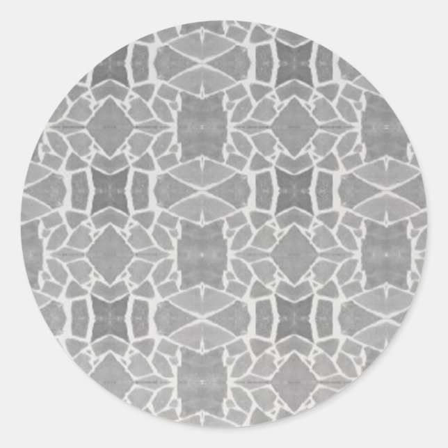 Grau White Stone Tiles Mosaic Muster Runder Aufkleber (Vorderseite)