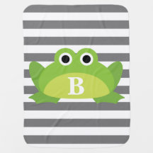 Grau-White Stripe Muster Frog Monogram