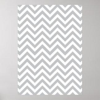 Grau & White Zig Zags Poster