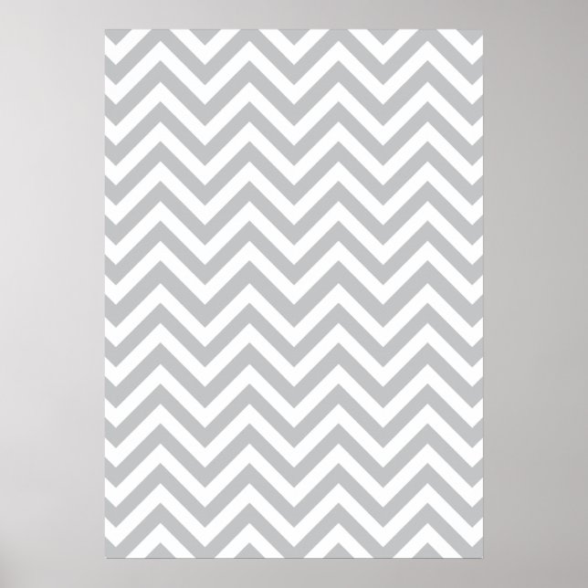 Grau & White Zig Zags Poster (Vorne)