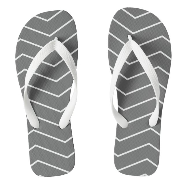 Grau White Zigzag Wave Muster Flip Flops (Fußbett)