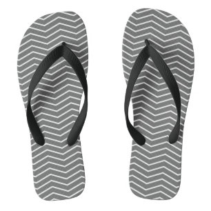 Grau White Zigzag Wave Muster Flip Flops