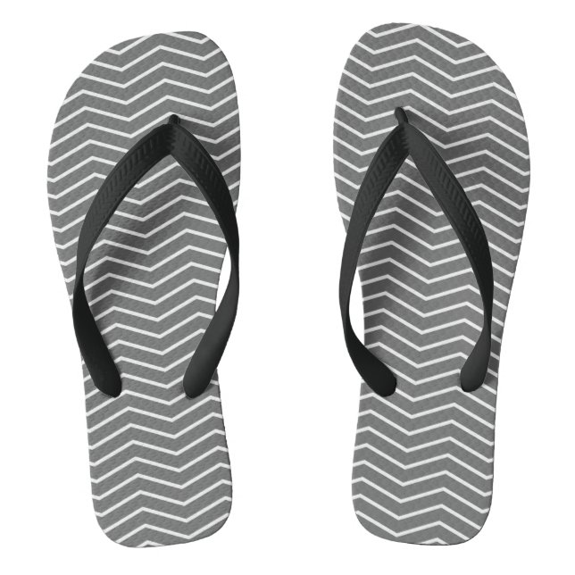 Grau White Zigzag Wave Muster Flip Flops (Fußbett)
