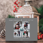 Grau Winter Forest Floral Foto Collage Feiertagskarte<br><div class="desc">Erleben Sie den Zauber der Saison mit der Grauer Winter Forest Floral Foto Collage Holiday Card, die Ihr festliches Ambiente präsentiert. Dieses Foto begrüßt Sie mit einer einfachen Anordnung mit einer ruhigen Aquarellwaldszene und zarten winterwaldfloralen Akzenten, die eine vierFoto-Collage Ihrer Fotos wunderbar hervorheben. Moderne Typografie bringt herzliche Grüße "Frohe Weihnachten"...</div>