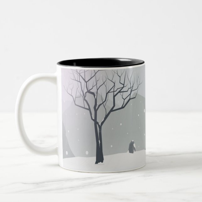 Grau Winter Szene Zweifarbige Tasse (Links)