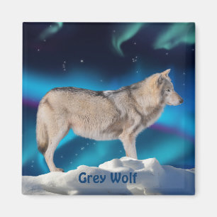 Grau Wolf & Aurora Wildlife Collection Magnet