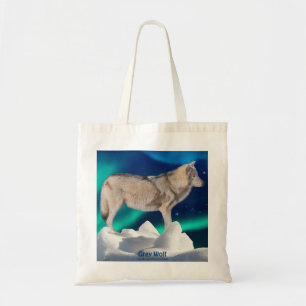 Grau Wolf, Eis, Aurora & Stars Tote Tag Collection Tragetasche
