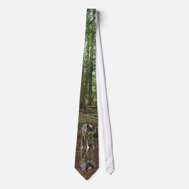 Grau Wolf & Forest Wildlife Earth Day Necktie Krawatte (Vorderseite)