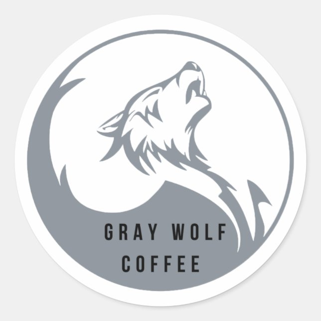 Grau Wolf Kaffee Große Aufkleber (Vorderseite)