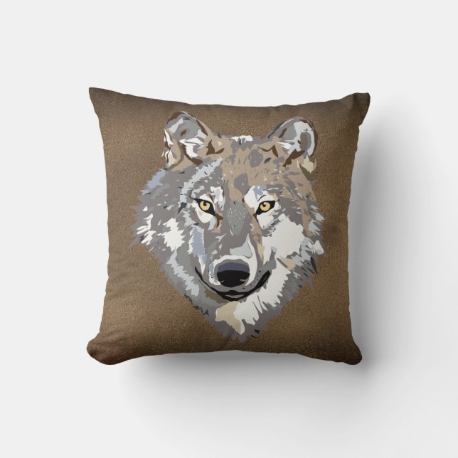 Grau Wolf Kopf Design Kissen Kissen (Vorderseite)