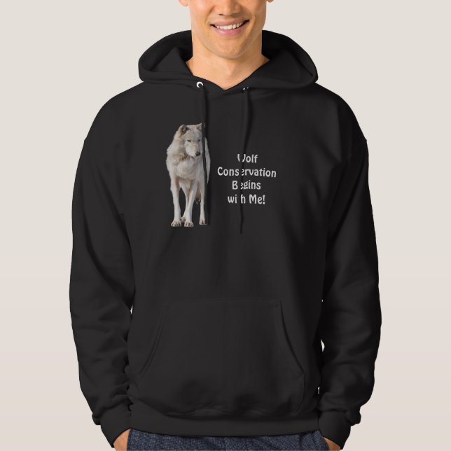 Grau Wolf Naturschutz Wildlife Art Hoodie (Vorderseite)
