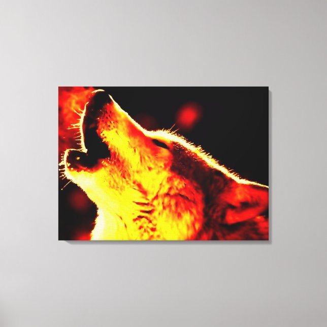 Grau Wolf & Night Wrapped Canvas Leinwanddruck (Vorderseite)