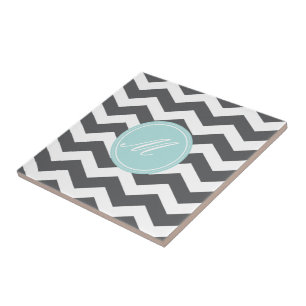 Grau Zickzack mit Monogram Tiles Fliese