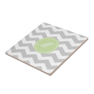 Grau Zickzack mit Monogram Tiles Fliese