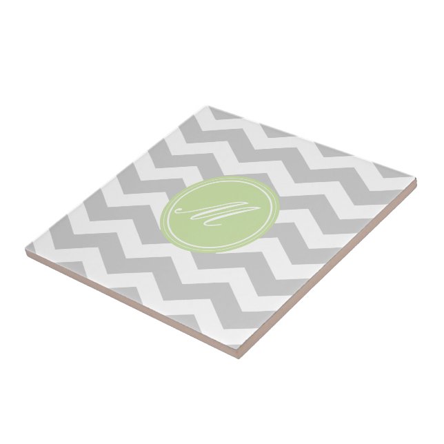 Grau Zickzack mit Monogram Tiles Fliese (Seite)