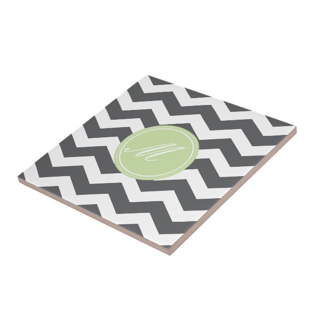 Grau Zickzack mit Monogram Tiles Fliese (Seite)