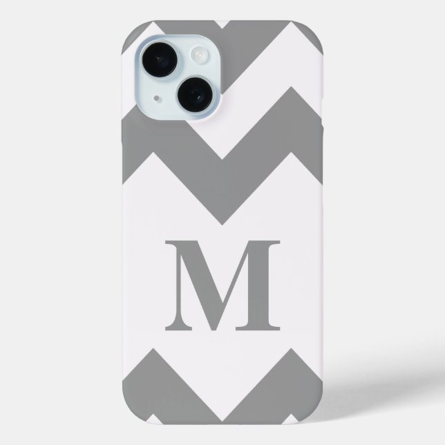 Grau Zickzack mit Monogramm Case-Mate iPhone Hülle (Rückseite)